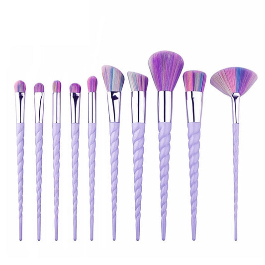 10pcs Unicorn Makeup Brushes With Colorful Bristles