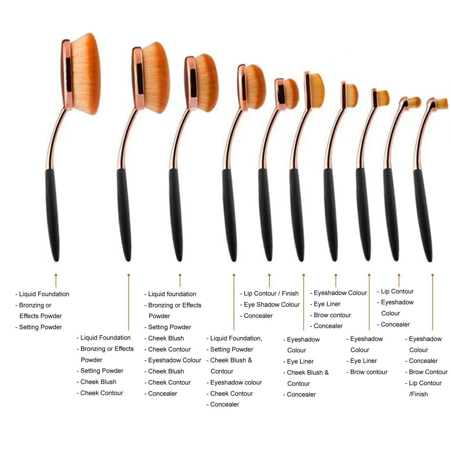 Brushes - Oval Makeup Brushes Set